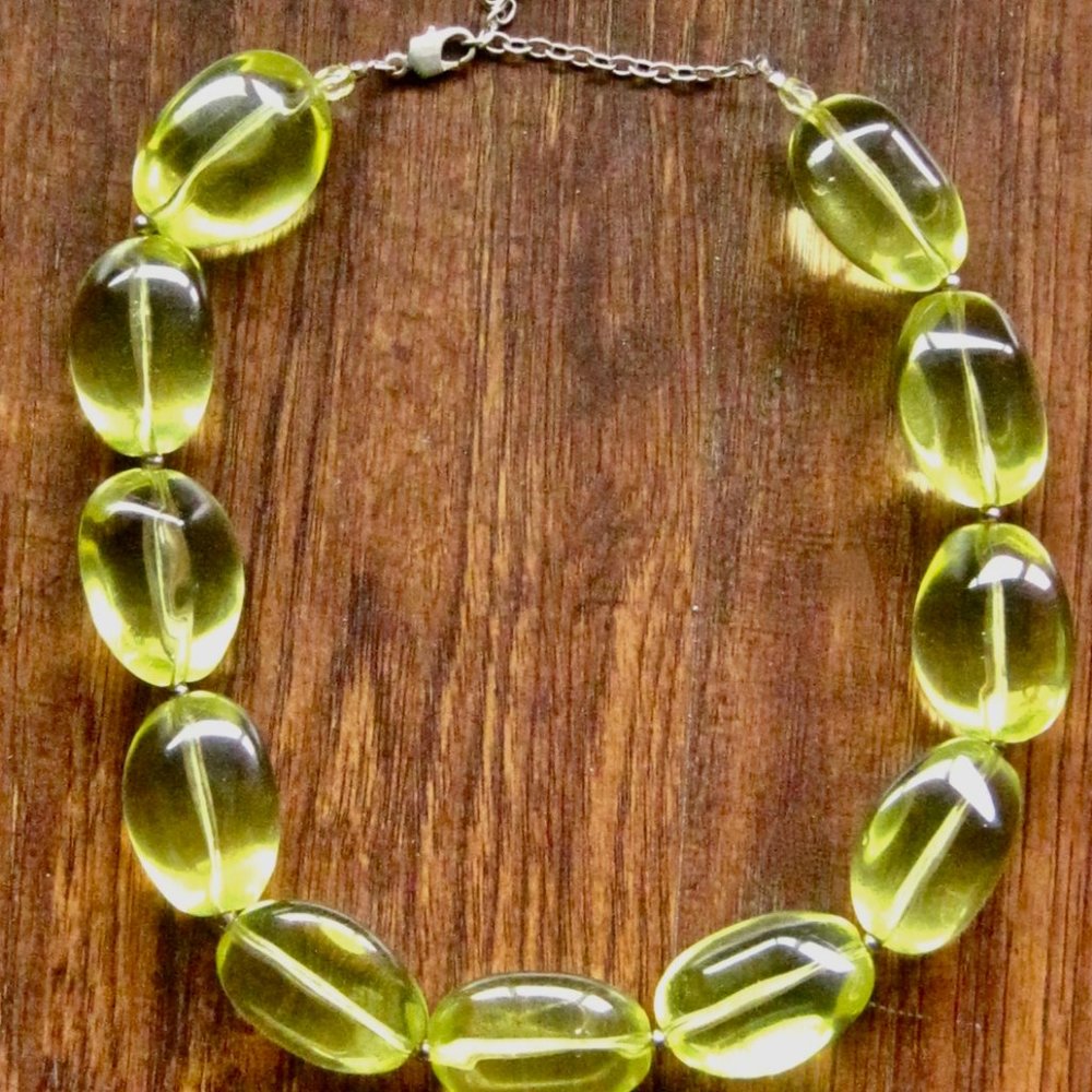 Robert Rose Chunky Lucite Chartreuse Necklace